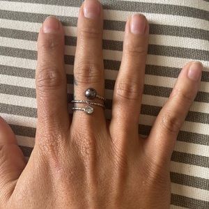 Deep purple pearl adjustable ring